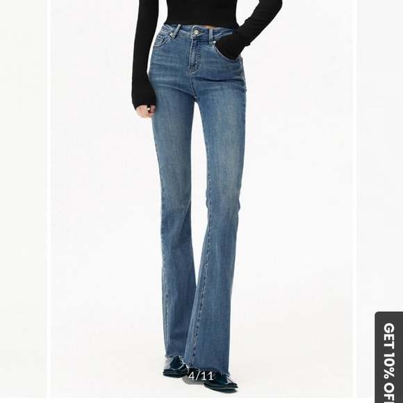 Commense - High Waist Denim Bootcut Jeans - Navy - S (4) - Picture 1 of 9